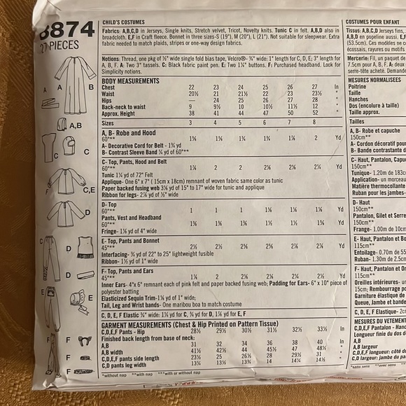 Halloween costumes sewing patterns simplicity 8874 hippie reaper cat - Picture 3 of 3